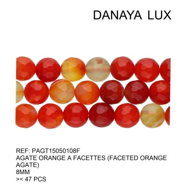 FACETED ORANGE AGATE 8MM
