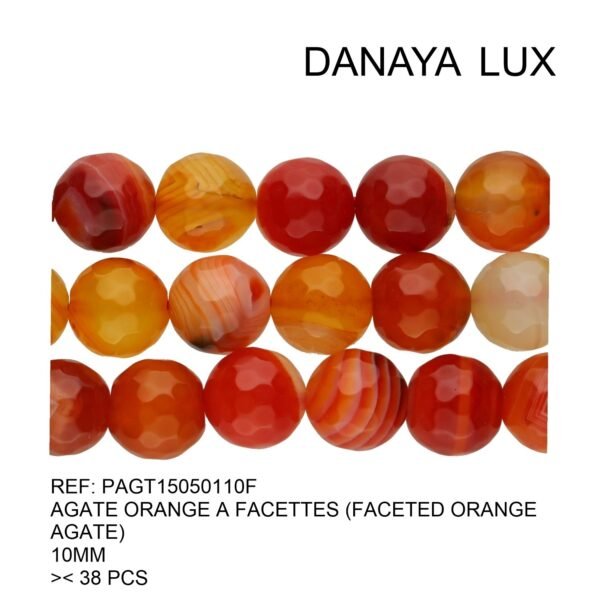 FACETED ORANGE AGATE 10MM
