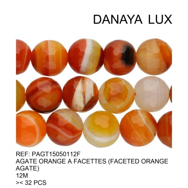 FACETED ORANGE AGATE 12MM