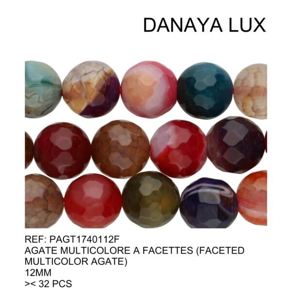 FACETED MULTICOLOR AGATE 12MM