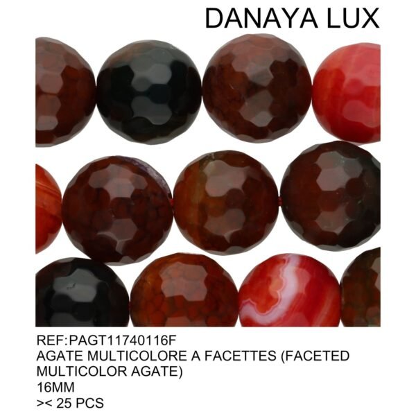FACETED MULTICOLOR AGATE 16MM