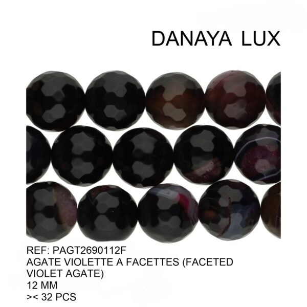 FACETED VIOLET AGATE 12 MM