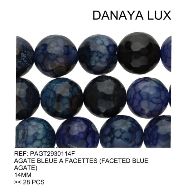 FACETED BLUE AGATE 14MM