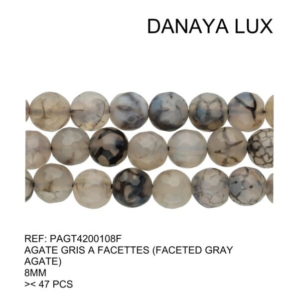MATTE GRAY AGATE 8MM