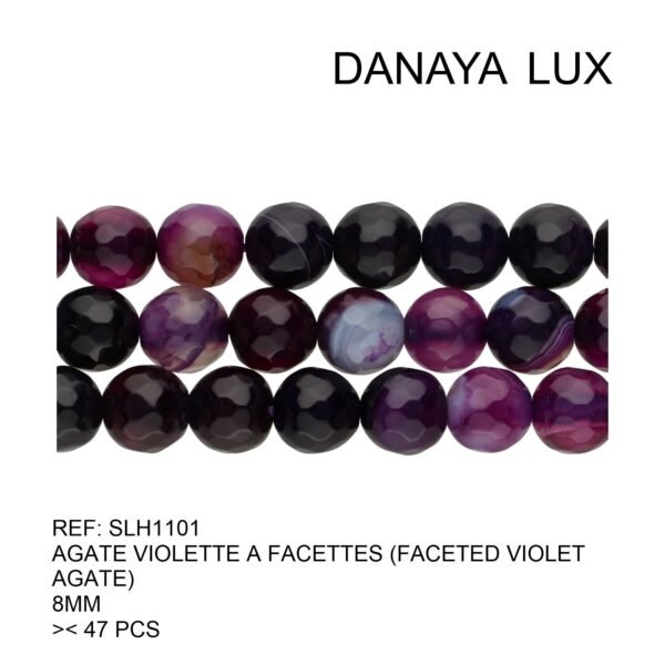 FACETED VIOLET AGATE 8MM