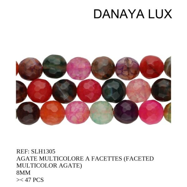 FACETED MULTICOLOR AGATE 8MM
