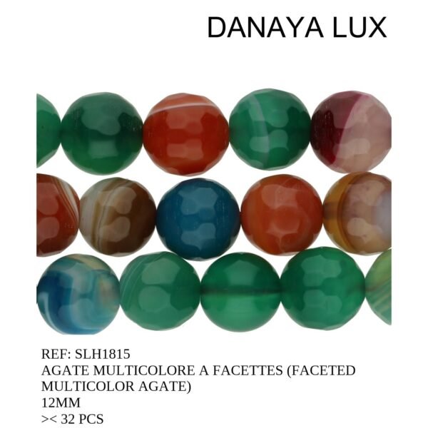 FACETED MULTICOLOR AGATE 12MM