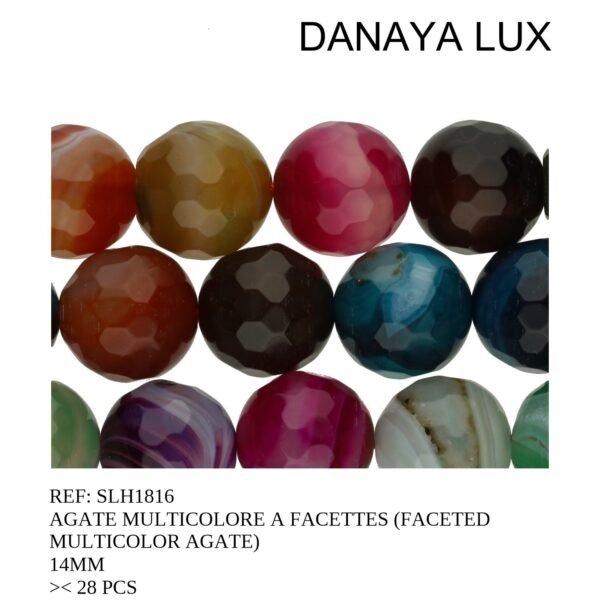 FACETED MULTICOLOR AGATE 14MM
