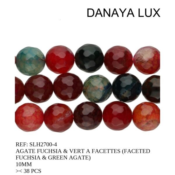 FACETED FUCHSIA&GREEN AGATE 10MM