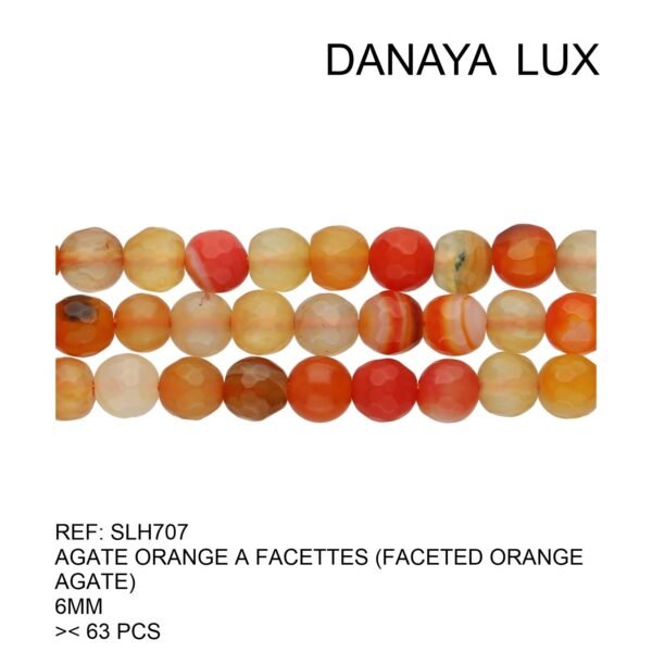 FACETED ORANGE AGATE 6MM