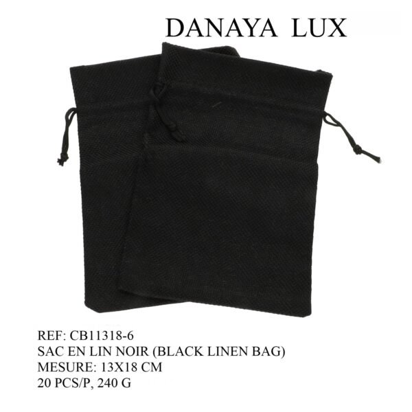 SAC EN LIN NOIR 13X18