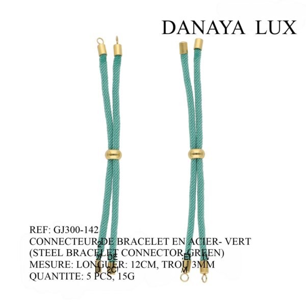 CONNECTEUR DE BRACELET EN ACIER VERT, LONG 12CM, QUANTITE.: 5U