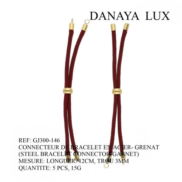 CONNECTEUR DE BRACELET EN ACIER GRENAT, LONG 12CM, QUANTITE.: 5U