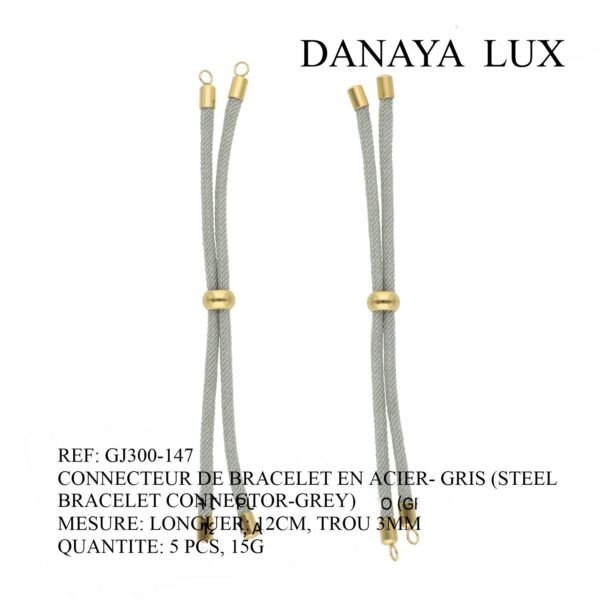 CONNECTEUR DE BRACELET EN ACIER GRIS, LONG 12CM, QUANTITE.: 5U
