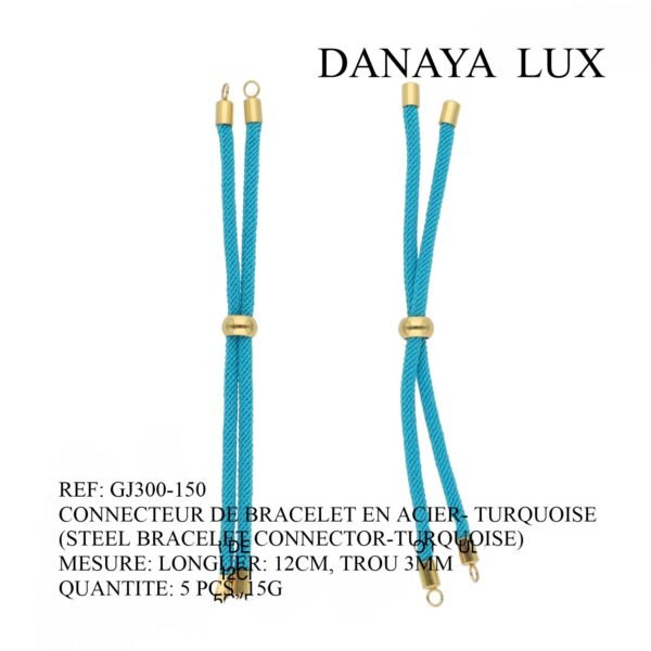 CONNECTEUR DE BRACELET EN ACIER TURQUOISE, LONG 12CM, QUANTITE.: 5U
