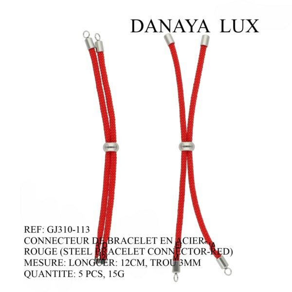 CONNECTEUR DE BRACELET EN ACIER ROUGE, LONG 12CM, QUANTITE.: 5U