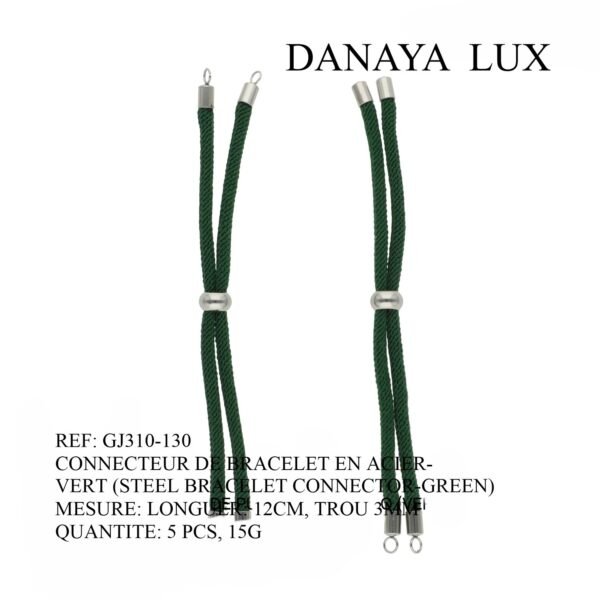 CONNECTEUR DE BRACELET EN ACIER VERT, LONG 12CM, QUANTITE.: 5U