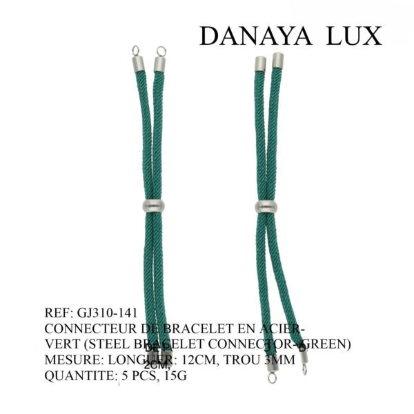 CONNECTEUR DE BRACELET EN ACIER VERT, LONG 12CM, QUANTITE.: 5U