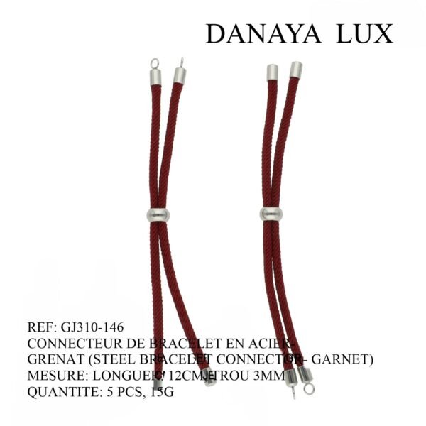 CONNECTEUR DE BRACELET EN ACIER GRENAT, LONG 12CM, QUANTITE.: 5U